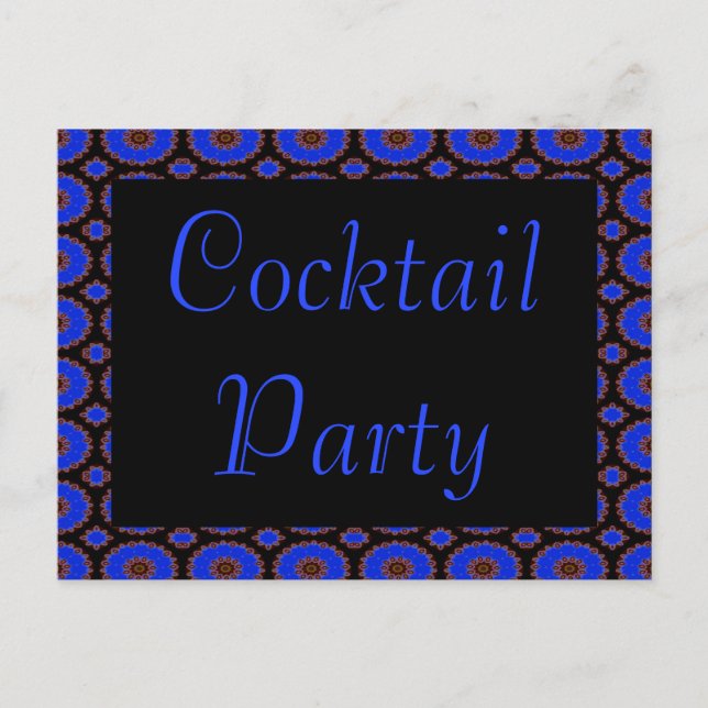 cocktail party blue flower invitation postcard (Front)