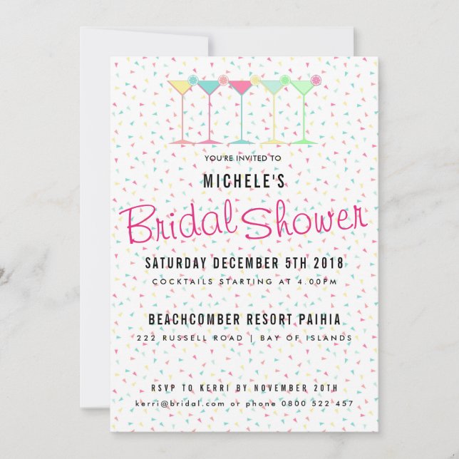 Cocktail Party Bridal Shower Invitation (Front)