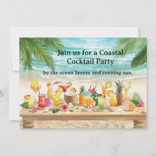 Cocktail Party by the beach with lot of drinks Invitation