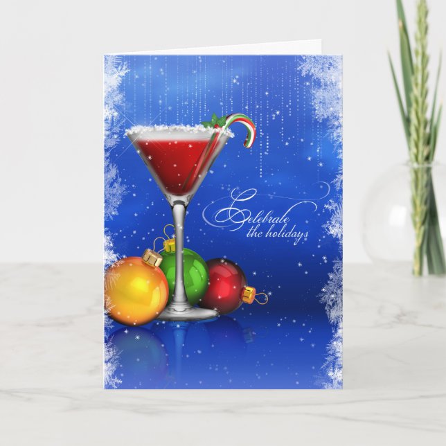 Cocktail Party Celebrate the Holidays Holiday Card (Front)