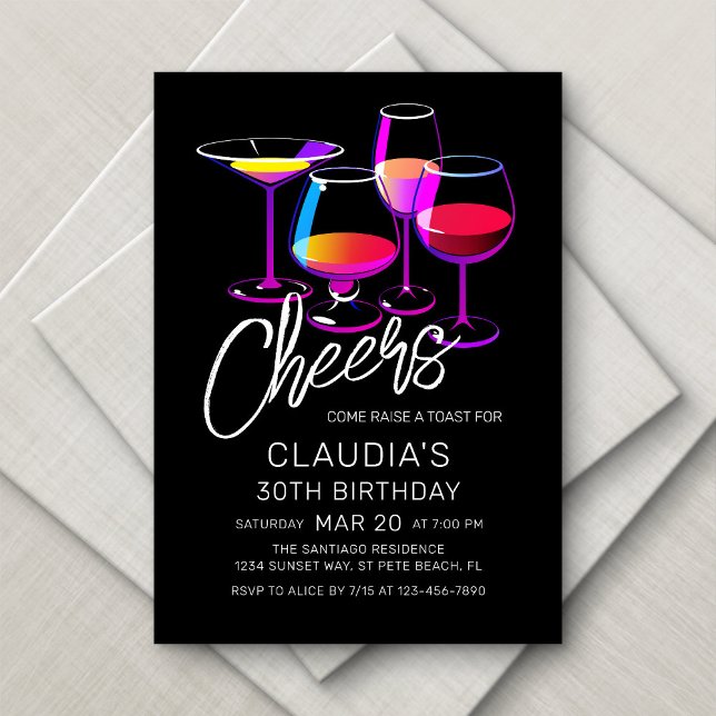 Cocktail Party Cheers Birthday Invitation (Creator Uploaded)