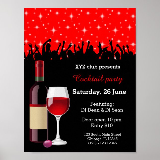 Cocktail party * choose background colour poster (Front)