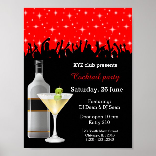 Cocktail party * choose background colour poster (Front)