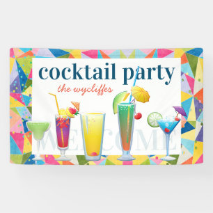Cocktail Party Colorful Rainbow Summer Drinks Fun Banner
