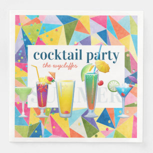 Cocktail Party Colorful Rainbow Summer Drinks Fun Napkin