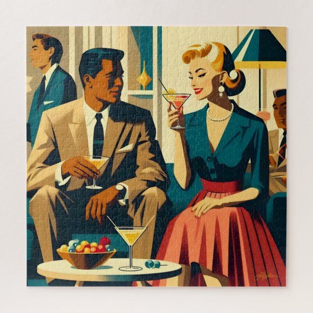 Cocktail Party Couples Shared Attraction Jigsaw Puzzle (Vertical)