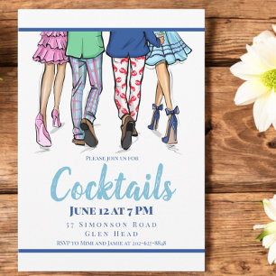 Cocktail Party Fashion Couples Lobster Preppy Invitation