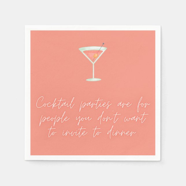 Cocktail party funny napkin salmon script (Front)