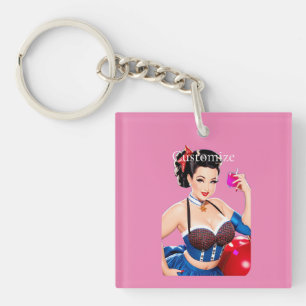 Cocktail Party Girl Thunder_Cove Key Ring
