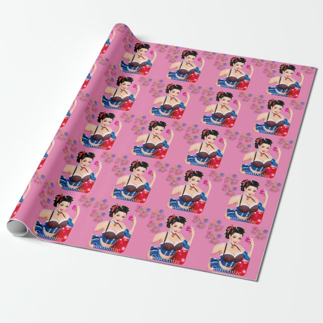 Cocktail Party Girl Thunder_Cove Wrapping Paper (Unrolled)