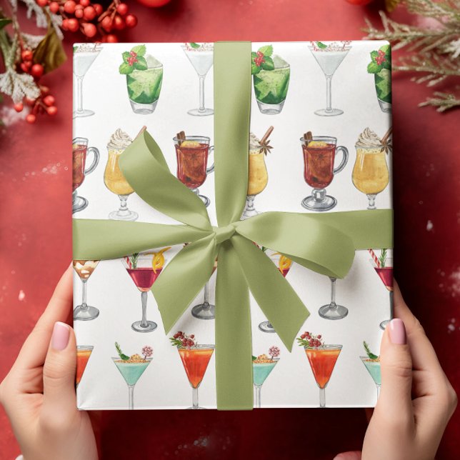 Cocktail Party Holiday Christmas Watercolor Wrapping Paper (Creator Uploaded)