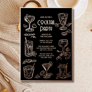 Cocktail Party Invitation Black Elegant 
