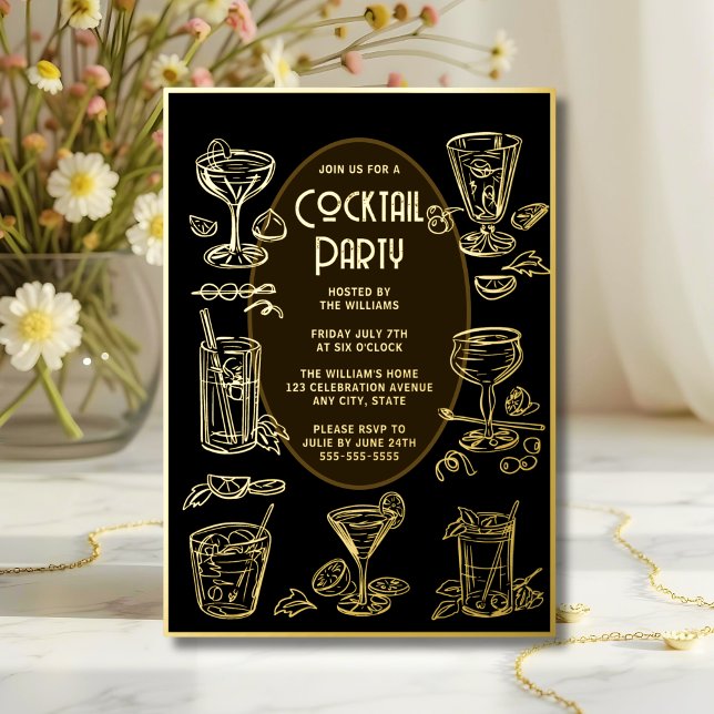 Cocktail Party Invitation Black Elegant  (Creator Uploaded)