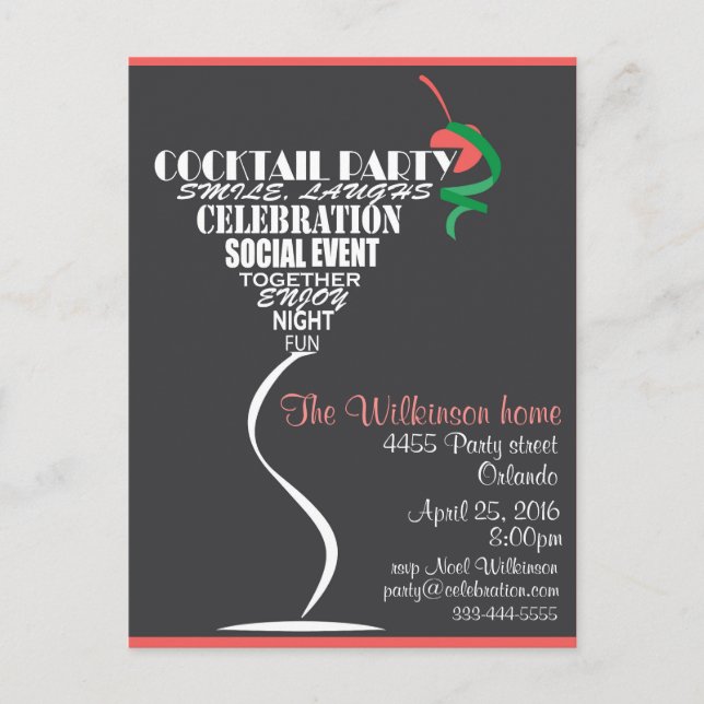 Cocktail Party invitation card design (Front)