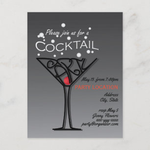 Cocktail party invitation design postcard