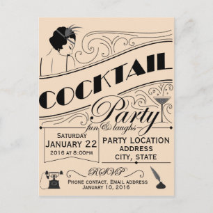Cocktail party invitation postcard