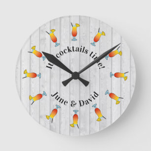 Cocktail Party It's Cocktail Time Quote Round Clock