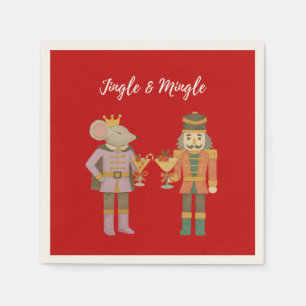 Cocktail Party Jingle and Mingle Nutcracker red Napkin