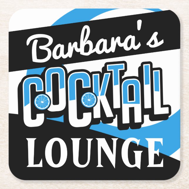 COCKTAIL PARTY Mid Century Modern Bar Square Paper Square Paper Coaster (Front)