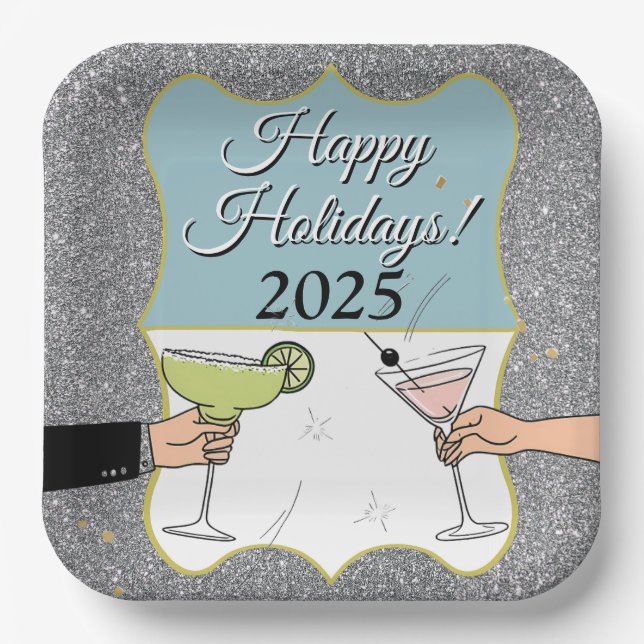 Cocktail party, sophisticated conversations, drink paper plate (Front)