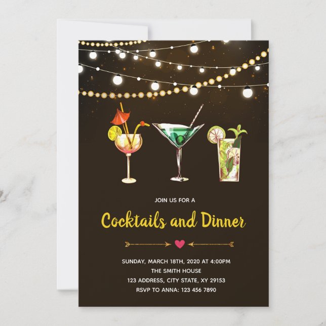 Cocktail party theme invitation (Front)
