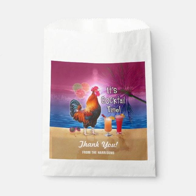 Cocktail Party Tropical Rooster Funny Summer Beach Favour Bag (Front)