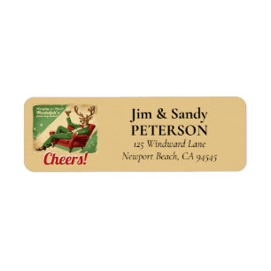 Cocktail Party Vintage Funny Retro Christmas Party Return Address Label
