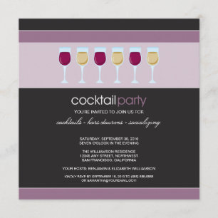 Cocktail Party Wine Glass Invitation (purple)