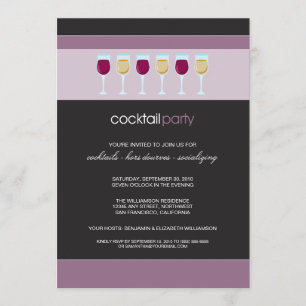Cocktail Party Wine Glass Invitation (purple)