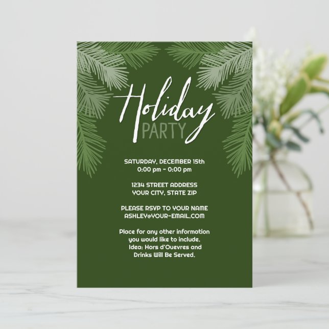 Cocktail Party with Rustic Tree Branches Holiday I Invitation (Standing Front)