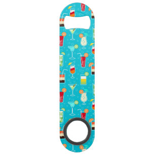 Cocktail Pattern on Teal Background