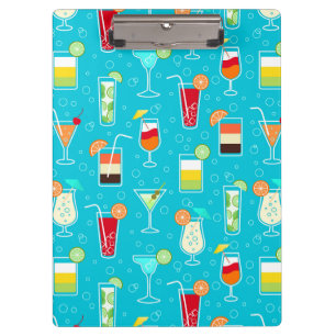 Cocktail Pattern on Teal Background Clipboard