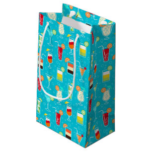 Cocktail Pattern on Teal Background Small Gift Bag