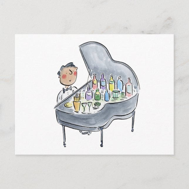 Cocktail Pianist Postcard (Front)