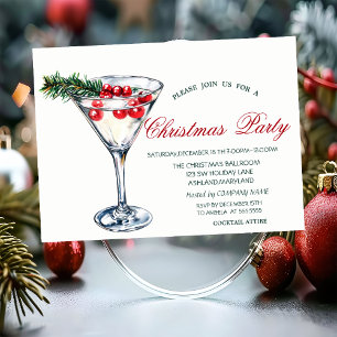  Cocktail Pine Tree Branches Christmas Corporate  Invitation