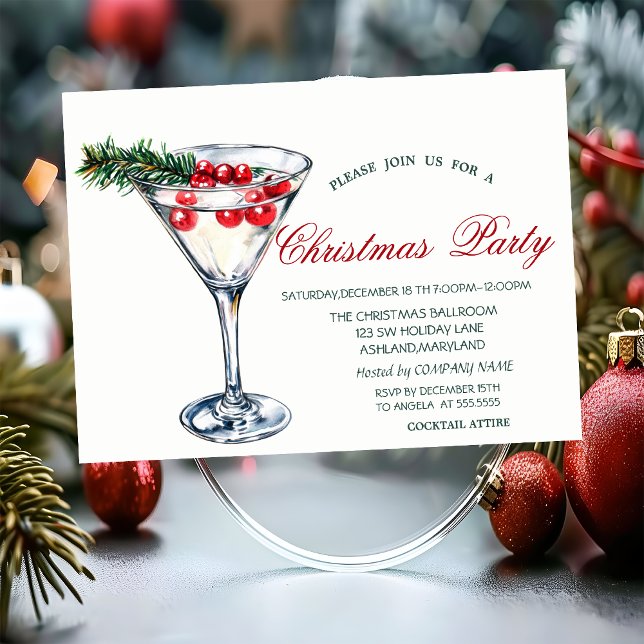  Cocktail Pine Tree Branches Christmas Corporate  Invitation (Creator Uploaded)