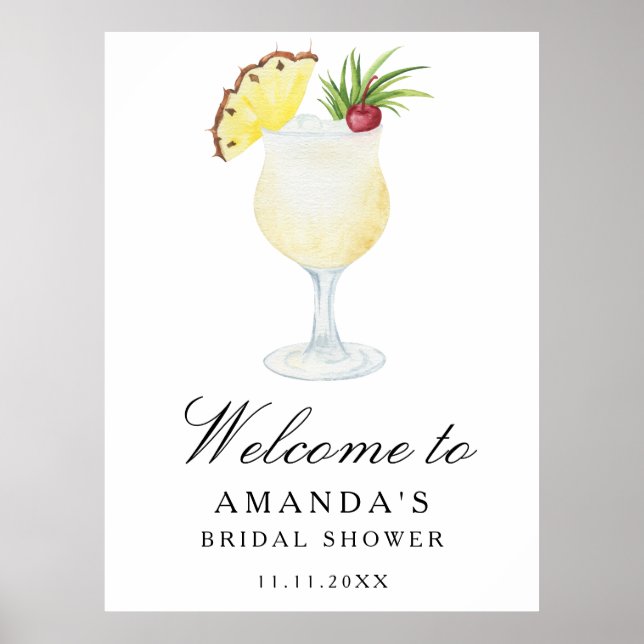 Cocktail pineapple - bridal shower welcome sign (Front)