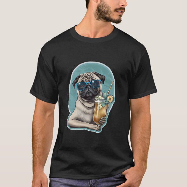 Cocktail Pug T-Shirt (Front)