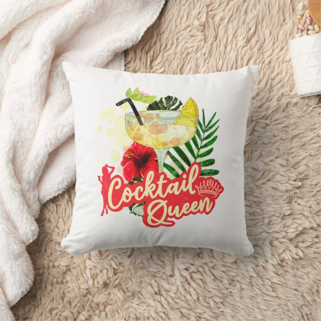 Cocktail Queen Vintage Hen Bachelorette Party Cushion (Blanket)