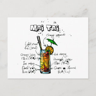 Cocktail Recipe Mai Tai Postcard
