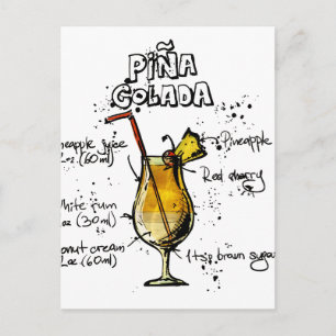 Cocktail Recipe Pina Colada Postcard
