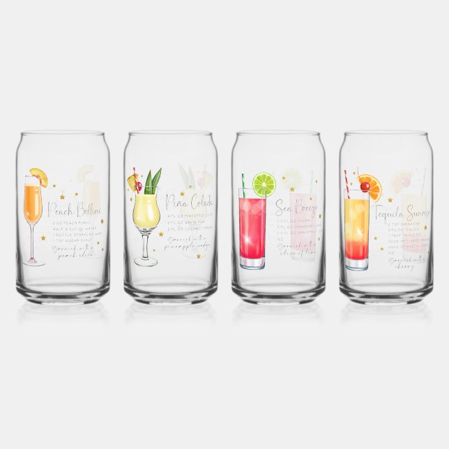Cocktail Recipe Set 3 Can Glass (Front)
