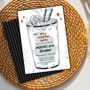 Cocktail retro drink themed 40th surprise Birthday Invitation