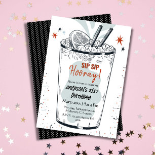 Cocktail retro drink themed stylish 21st Birthday  Invitation