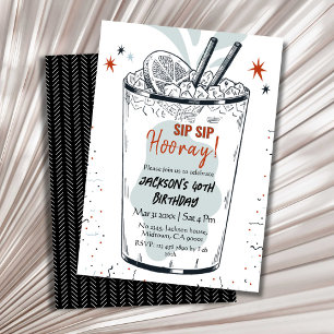 Cocktail retro drink themed stylish 40th Birthday  Invitation