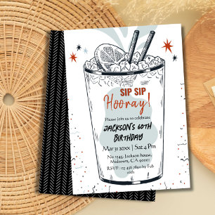 Cocktail retro drink themed stylish 60th Birthday  Invitation