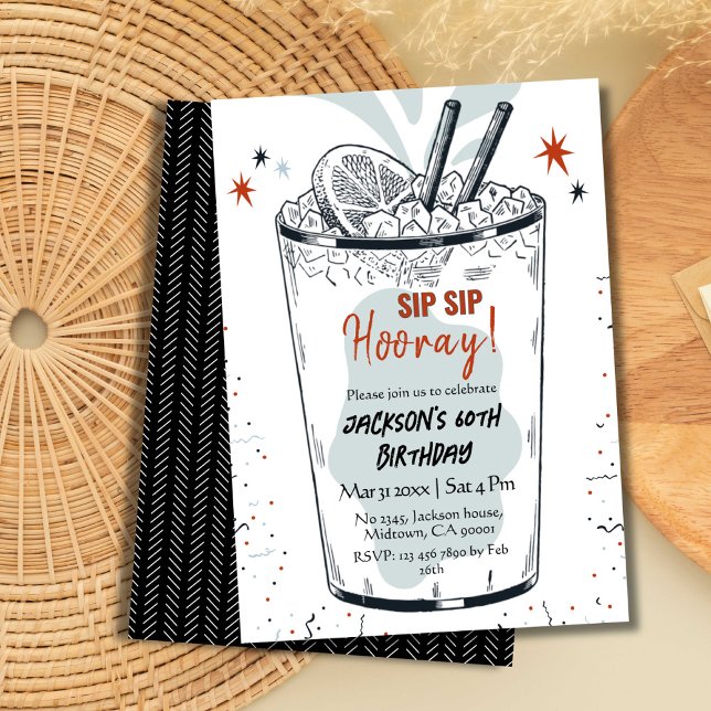 Cocktail retro drink themed stylish 60th Birthday  Invitation (Creator Uploaded)