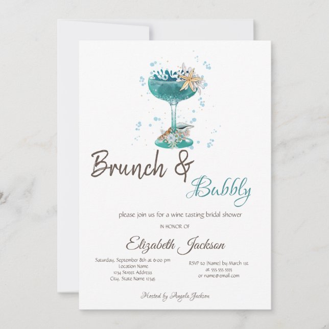 Cocktail Sea star Brunch & Bubbly Invitation (Front)