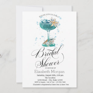 Cocktail,Sea star,Seashells Bridal Shower Invitation