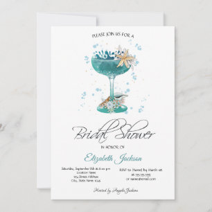 Cocktail Seashells Summer Bridal Shower Invitation